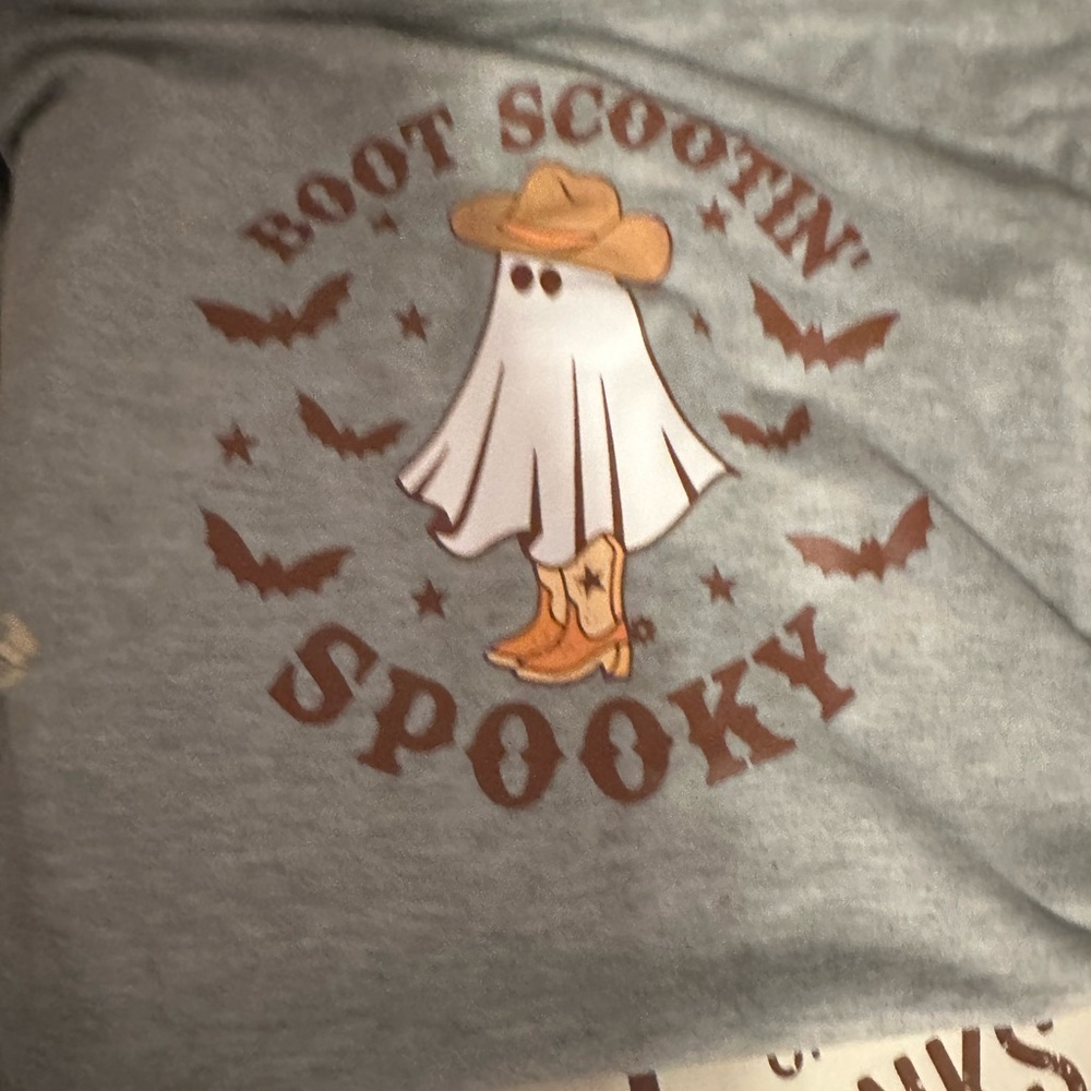 Source Unknown Gray Boot Scootin' Spooky Long Sleeve Tee - Picture 6 of 6